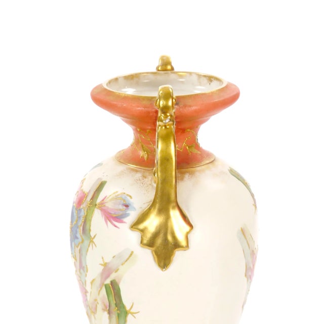 19th Century German Porcelain Hand Painted / Gilt Decorated Detail Vase For Sale - Image 9 of 12