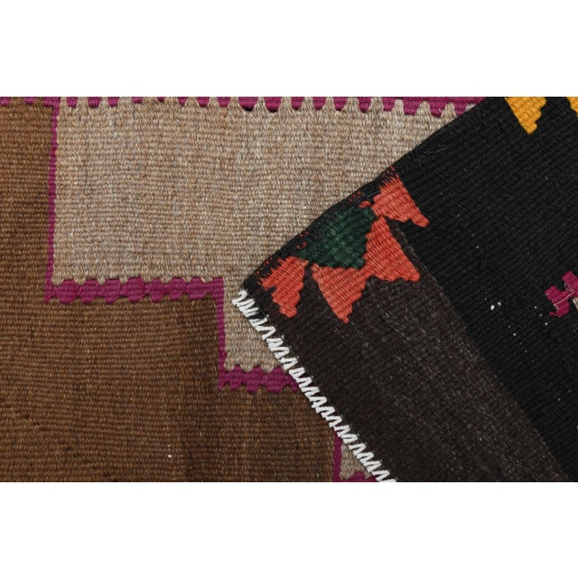 1970s Vintage Turkish Oushak Handmade Wool Cotton Brown Area Rug For Sale - Image 9 of 11