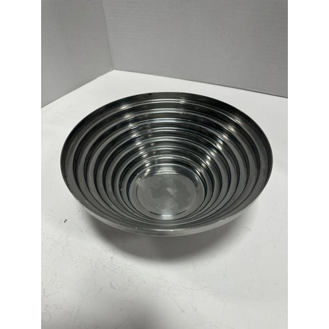 1980s 1980's Vintage Post Modern Stainless Steel Devo Maya Bowl Pewtertone by Mann For Sale - Image 5 of 12