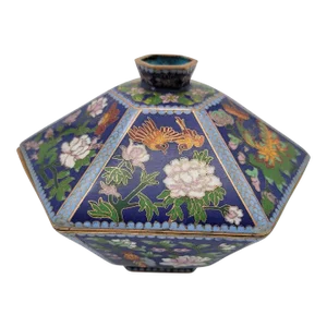 Chinese Cloisonné Hexagonal Shaped Lidded Bowl