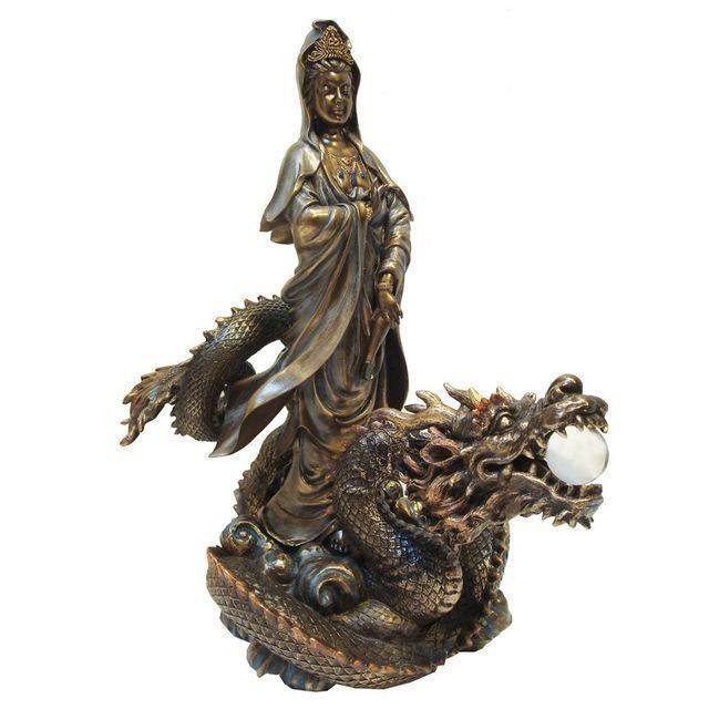 Asian Quan Yin & Dragon Large Sculpture Chairish