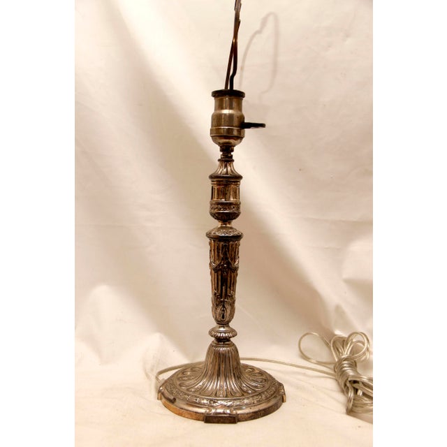 Traditional Victor Saglier and Freres Silver Plate Lamp For Sale - Image 3 of 7
