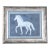 Horse Minimalsim Folk Art Americana Boho Abstract Blue Gray With Border Original Oil Painting Cleo Plowden For Sale