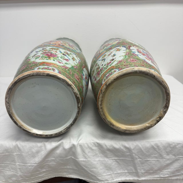 Large 1860 Qing Dynasty Rose Medallion Vases, a Pair For Sale - Image 12 of 12