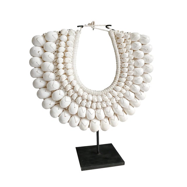 2010s Shell and Macramé Necklace on Stand, Papua New Guinea For Sale - Image 5 of 16