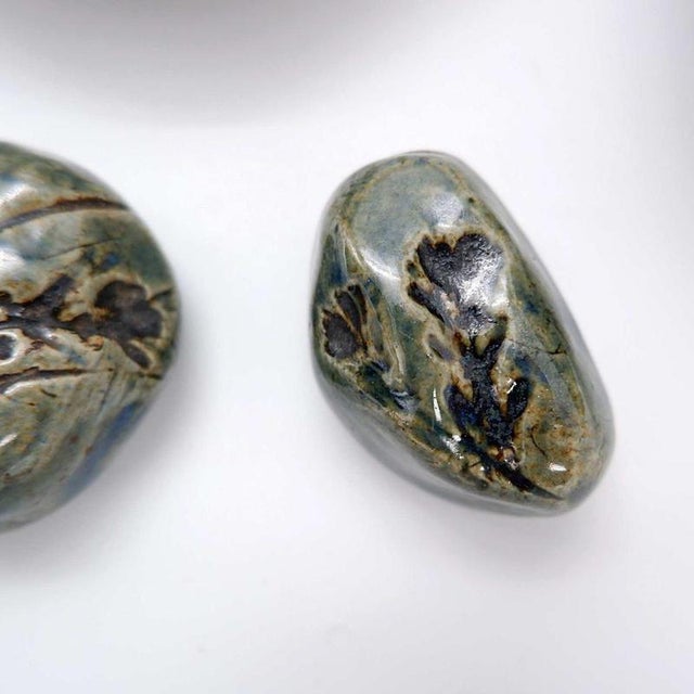 Green Decorative Ceramics by N. Lebrun for Fond d'Atelier, Belgium, 1970s, Set of 6 For Sale - Image 4 of 13