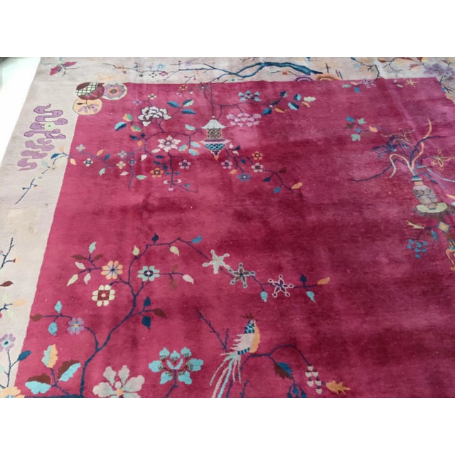 Beautiful Maroon Color Background Classic Antique 1920s Art Deco Chinese Rug For Sale In New York - Image 6 of 8