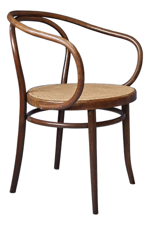 No. 209 Armchair in Brown Bentwood and Rattan from Ligna, 1970s