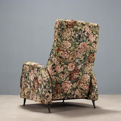 Beige Vintage Reclining Armchair in and Fabric Metal, 1960s For Sale - Image 8 of 11