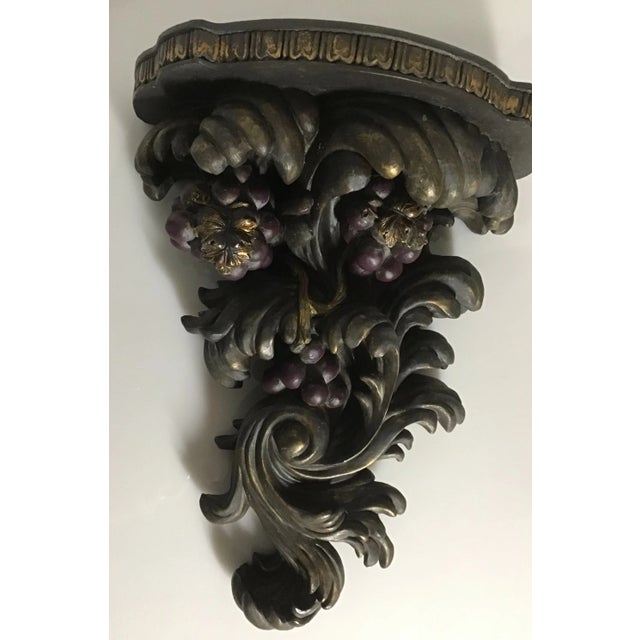 Black Forest Faux Rococo Fruit Wall Shelf Bracket Beautiful detailed design Grapes and Leaf Has deep shelf on top To...