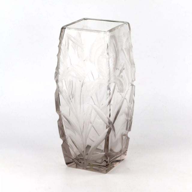 Large Crystal Vase with Irises For Sale - Image 3 of 8