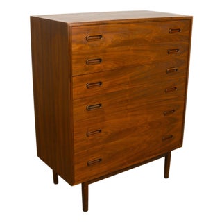 Midcentury Walnut Jack Cartwright for Founders Highboy Tall Dresser Refinished, Attributed For Sale