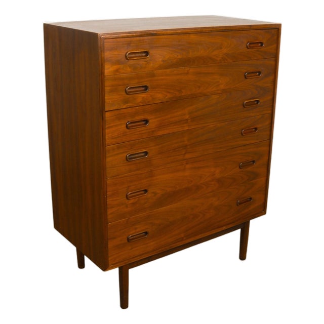 Midcentury Walnut Jack Cartwright for Founders Highboy Tall Dresser Refinished, Attributed For Sale