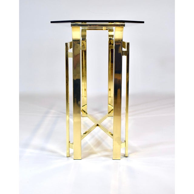 1970's Brass & Glass Console Table, Milo Baughman Attr: Dia For Sale In Philadelphia - Image 6 of 13