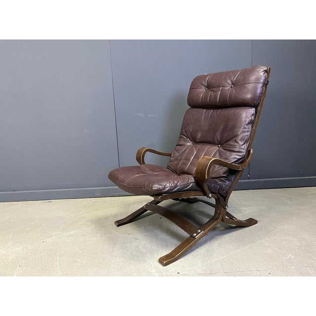 Wood Vintage Scandinavian Leather and Bentwood Armchair by Ingmar Relling, 1970s For Sale - Image 7 of 12