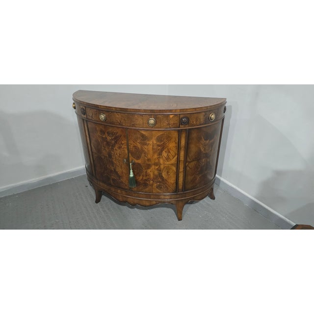 Antique Demi Lune Sideboard in Yew Wood, 1910 For Sale - Image 17 of 18