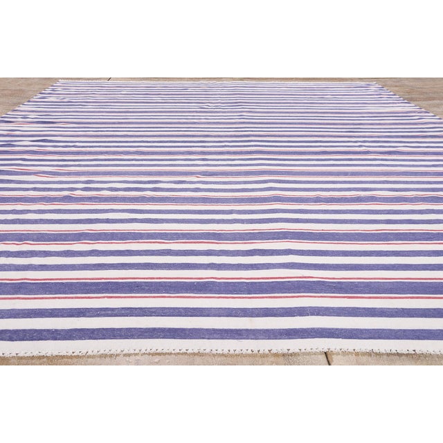 Vintage Indian Dhurrie Rug, 09'11 X 13'09 For Sale - Image 9 of 10