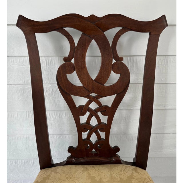 Wood Antique 18th Century American Chippendale Carved Ribbon Back Mahogany Side Chair For Sale - Image 7 of 13