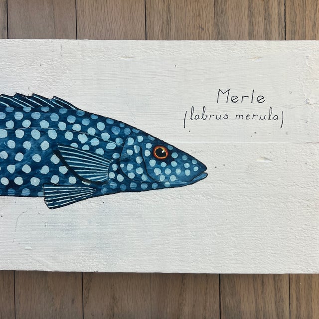 Mid 20th Century Vintage French Sea Life Paintings on Wood Panels - Set of 3 For Sale - Image 5 of 8