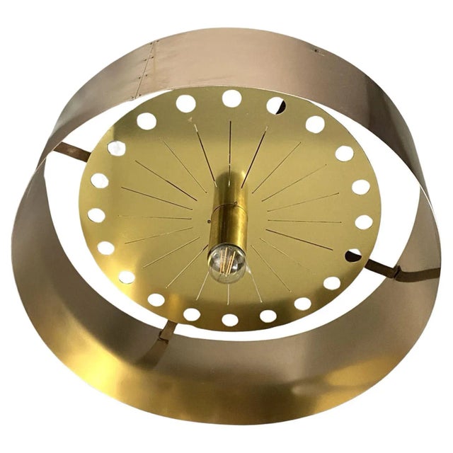 Metal Large Flower Flush Mount in Brass and Copper, 1970s For Sale - Image 7 of 7