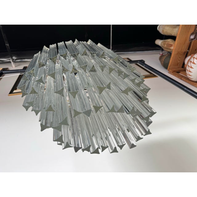 70's Vintage Italian Venini Tiered Clear Murano Glass Chandelier For Sale - Image 10 of 12