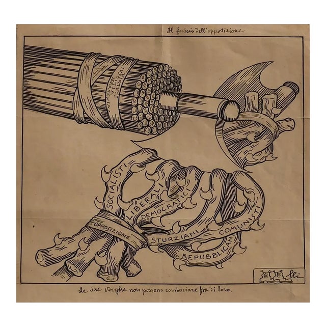 Opposition - Original China Ink on Paper by Filiberto Scarpelli - 1930s 1930s For Sale