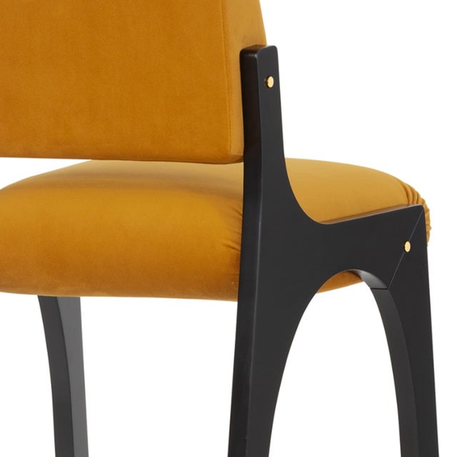 Arches II Bar Stool in Mustard Velvet and Black Lacquered from Insidherland For Sale - Image 6 of 9