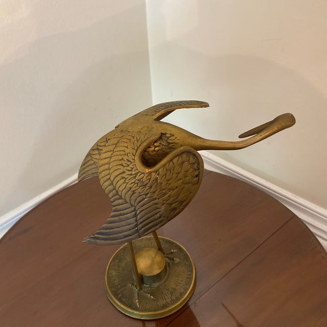 Boho Chic Vintage 1970s Brass Crane For Sale - Image 3 of 9