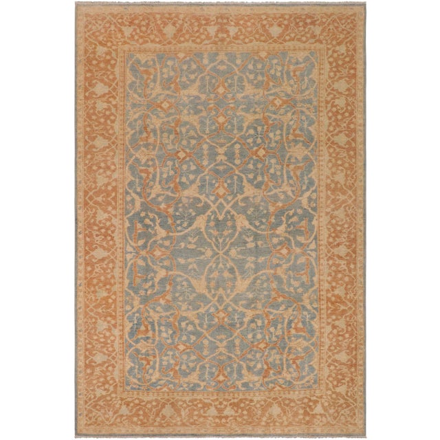 1980s 1980s Shabby Chic Sun Faded Blue/Brown Hand Knotted Wool Rug - 8'11" X 12'0" For Sale - Image 9 of 9