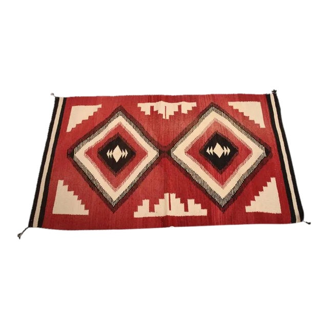 Handwoven Navajo Indian Flat Weave Textile, Geometric Design, 1900s For Sale