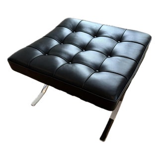Knoll Barcelona Stool - Black Volo Leather For Sale