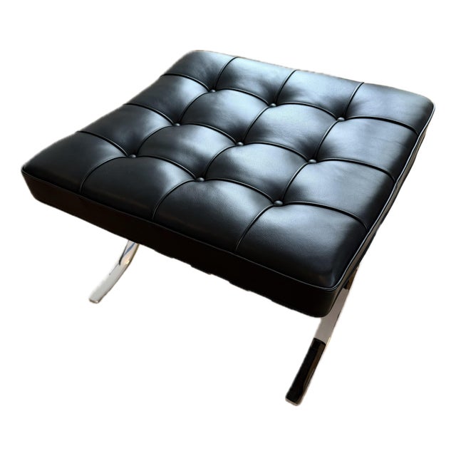 Knoll Barcelona Stool - Black Volo Leather For Sale
