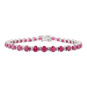 12.56 Ct Round Cut Ruby Diamond Tennis Bracelet