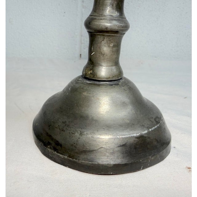 Rare Antique 17th Century English Renaissance Turned Pewter Stem Chalice Mug For Sale - Image 4 of 12
