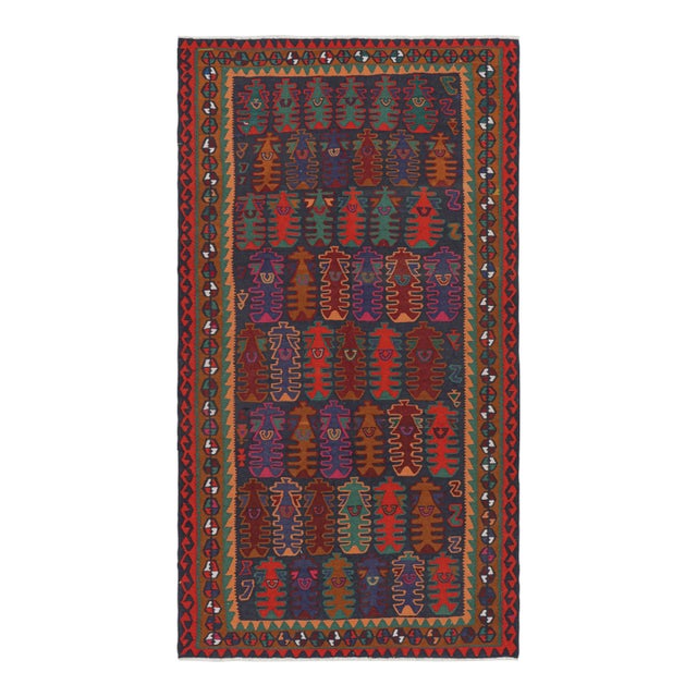 Vintage Shahsavan Kilim With Polychromatic Geometric Patterns, From Rug & Kilim For Sale