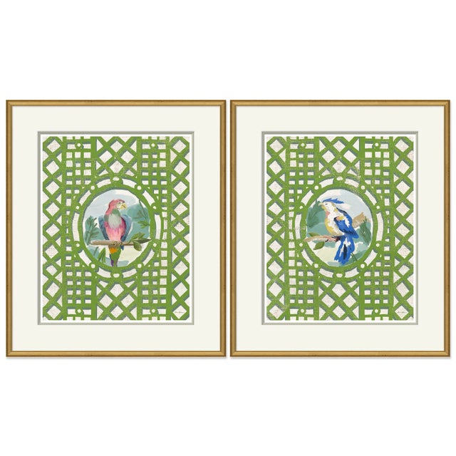 Dana Gibson Aviary, Multi & Blue by Dana Gibson, Framed Art Prints - Set of 2 For Sale - Image 4 of 4
