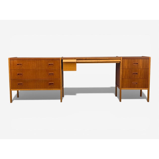 Bertil Fridhagen, Swedish Modern, Writing Desk or Vanity, Teak, Sweden, 1960s For Sale - Image 4 of 12