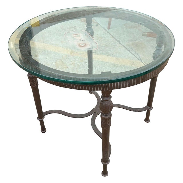 1990s Louis XVI High Style Bronze Accent Table W/ Round Glass Top For Sale In Los Angeles - Image 6 of 8