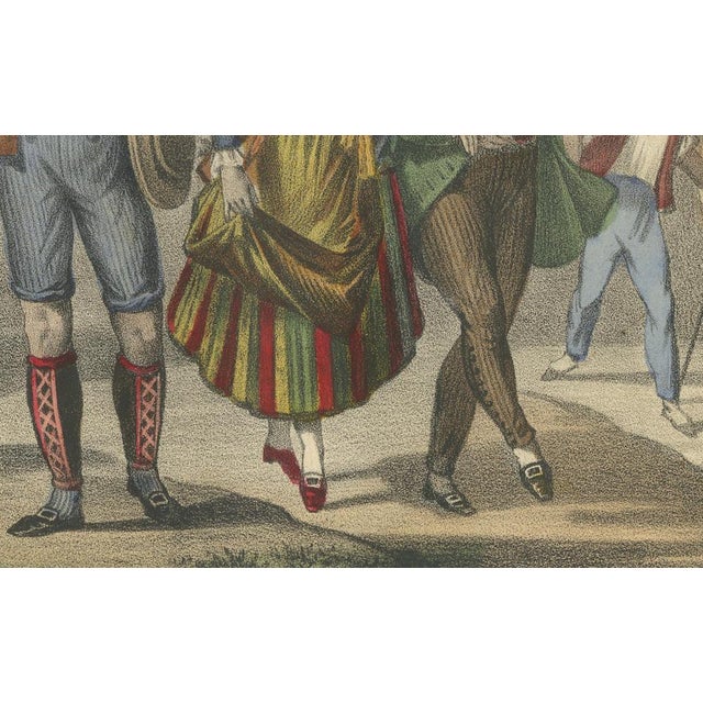 After Fossey, Swiss and Tyrolean Costumes, Fiancés of Fribourg and Tyrolean Figures, 1845, Lithograph For Sale - Image 5 of 9