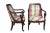 Victorian Antique American Empire Mahogany Plaid Scrolled Parlor Armchairs For Sale - Image 3 of 13