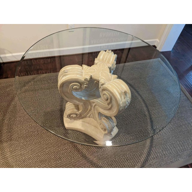 Ballard Designs Pedestal Round Glass Table Chairish