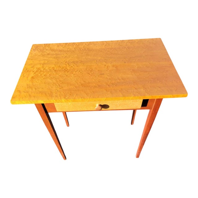 Vintage 1970s Birdseye Maple Shaker Style Hall Table W/ Drawer – Solid Wood For Sale In Philadelphia - Image 6 of 18