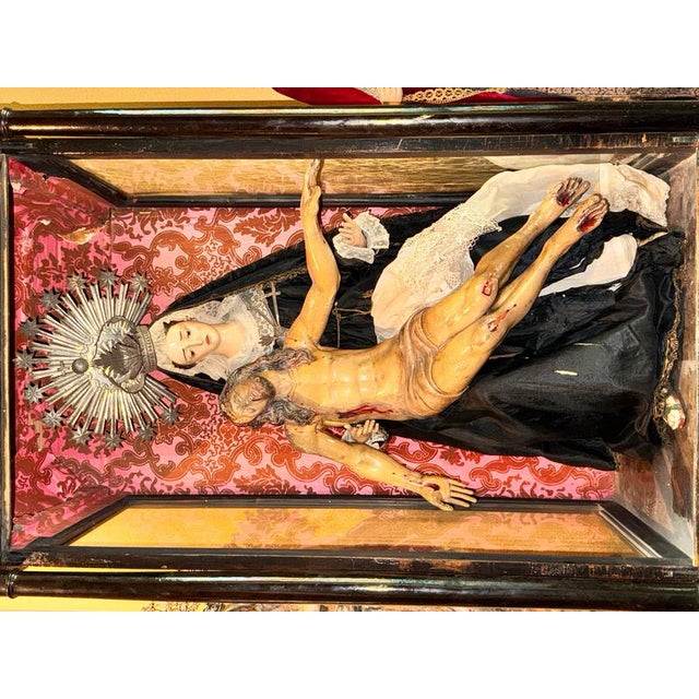 Brown Recumbent Christ and Our Lady of Sorrows, 17th Century and 19th Century For Sale - Image 8 of 9