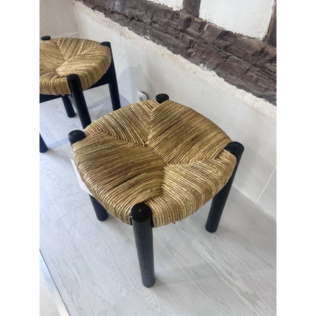 Charlotte Perriand Vintage Black Meribel Stools by Charlotte Perriand, 1960, Set of 2 For Sale - Image 4 of 17