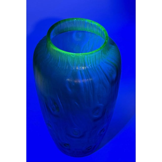 Early 20th Century Antique Loetz Creta Rustican Green Nouveau Art Iridescent Vase - Austrian - Pinched Dimples For Sale - Image 5 of 7