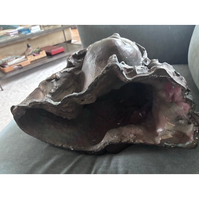 Beautiful original art piece, heavy bronze piece with delicate patina. Weighs 42lbs