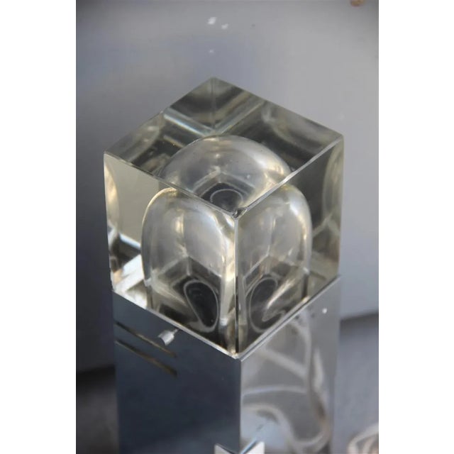 Italian Cubic Table Lamps by Gaetano Sciolari for Sciolari, 1970s, Set of 2 For Sale - Image 3 of 7