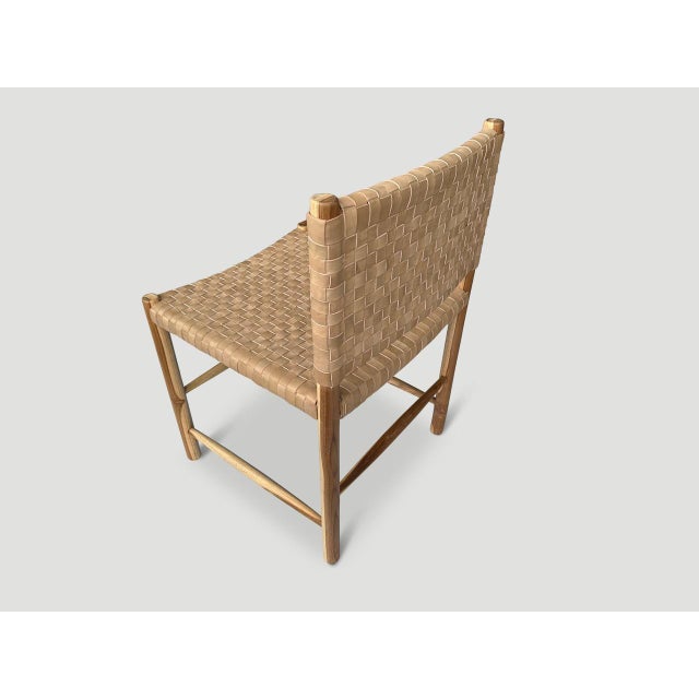 Andrianna Shamaris Handwoven Minimalist Leather Chair For Sale - Image 4 of 6