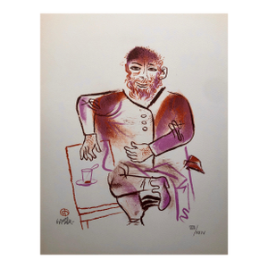 William GropperRabbi, Cup of Tea, Shtetl Americana Judaica Lithograph WPA Social Realist Artist