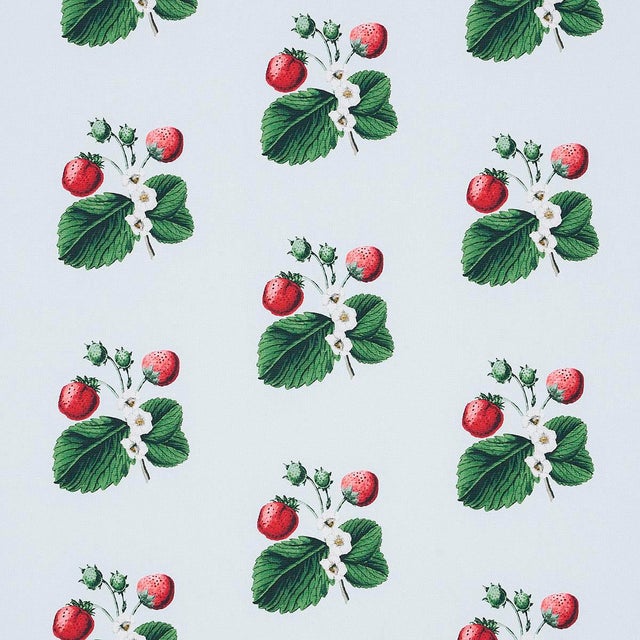 Sample - Schumacher x Johnson Hartig Strawberry Hill Fabric in Sky For Sale